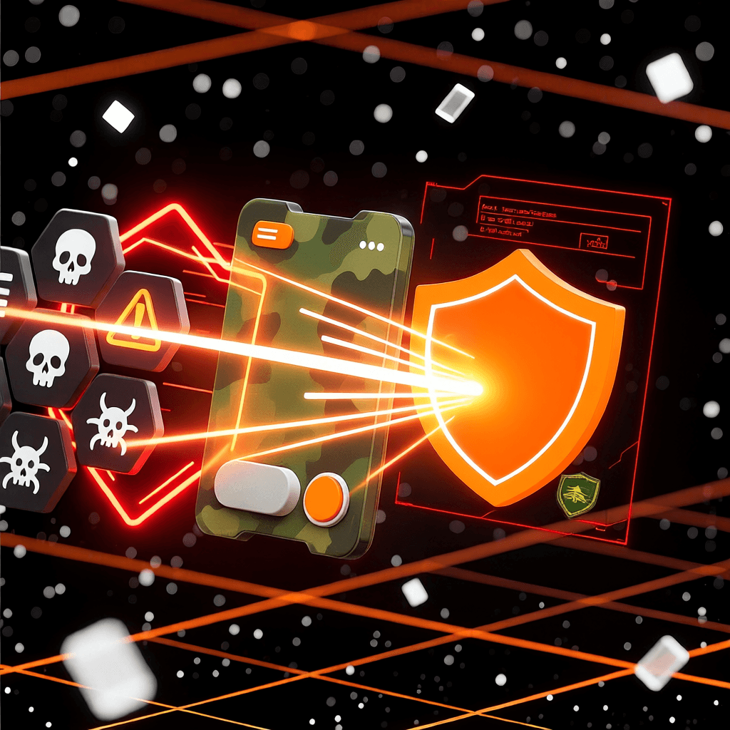 Data encryption shield with binary code and security elements