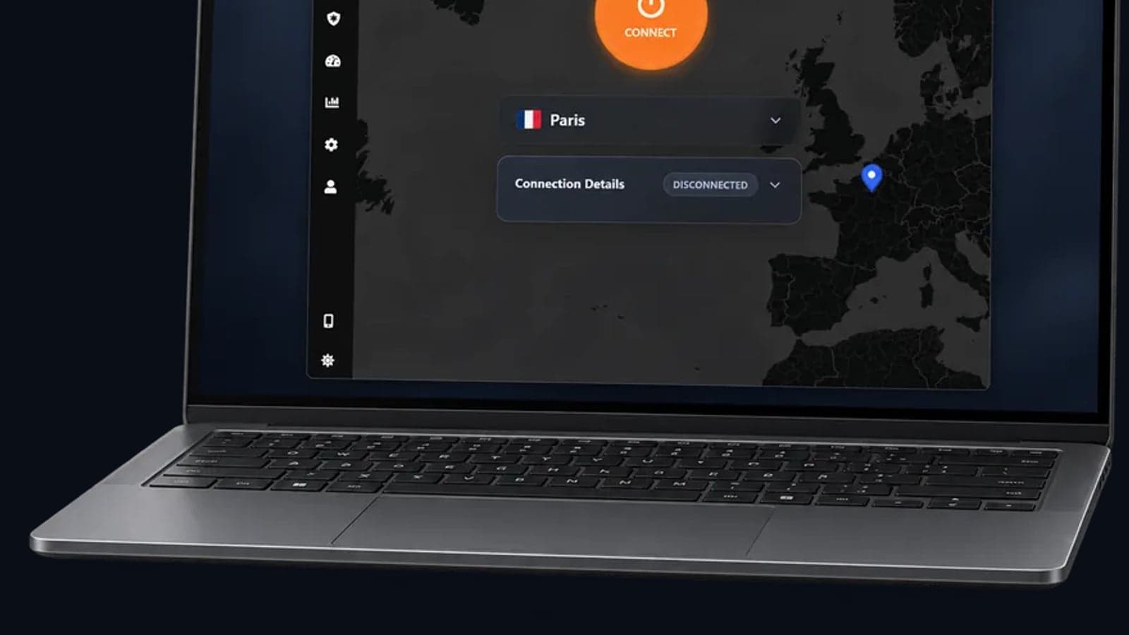 GhostShield VPN app on a Windows laptop