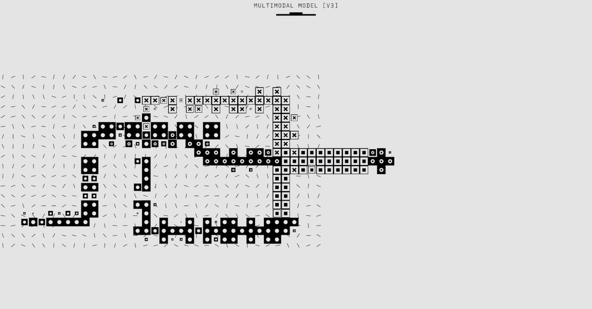 Abstract representation of a multimodal model with dots and lines on a white background.