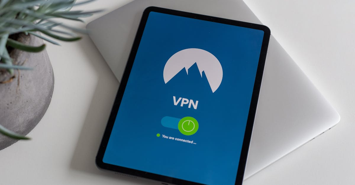Modern tablet displaying a connected VPN app screen, symbolizing cybersecurity.