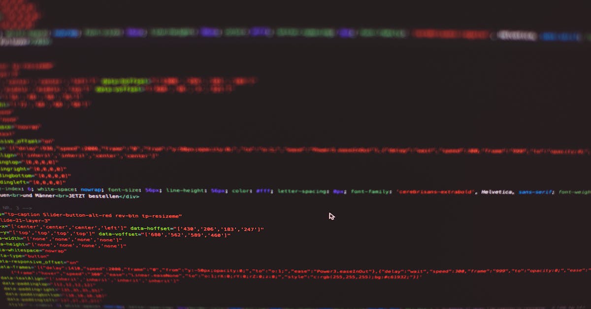 Close-up view of colorful CSS and HTML code displayed on a dark computer screen.