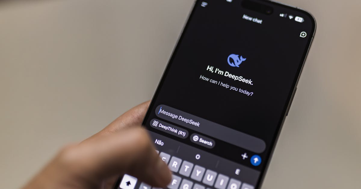 A smartphone displaying the DeepSeek AI chat interface, depicting modern technology use.